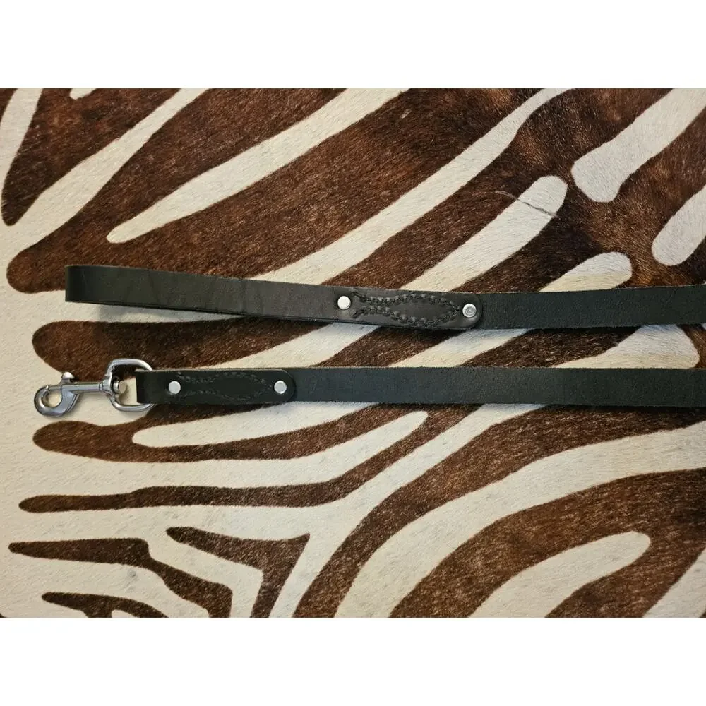 Ray Allen Mfg Signature Leather Leash, 5-Feet x 3/4-Inch, Black